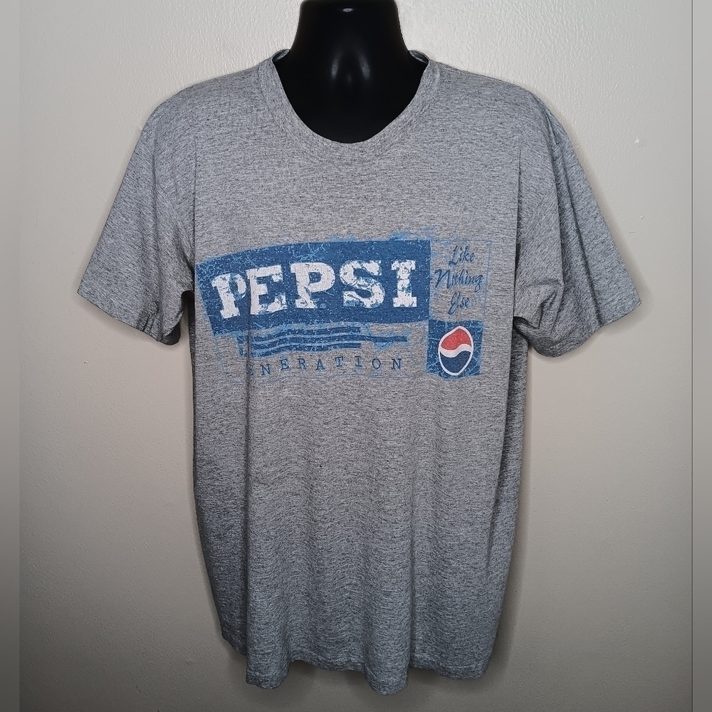 VTG 90s Pepsi Adult Large / XL T-shirt Heather Gray Single Stitch USA Promo Tee